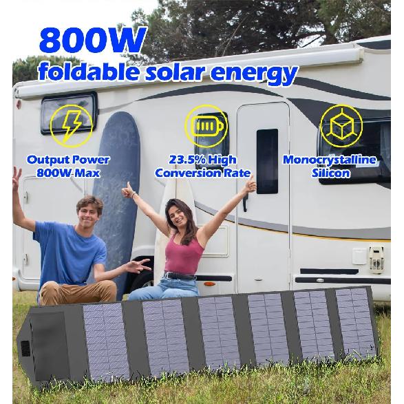 800W High Efficiency Foldable Solar Panel, 23.5% Conversion Rate, Lightweight Portable Solar Power for Camping