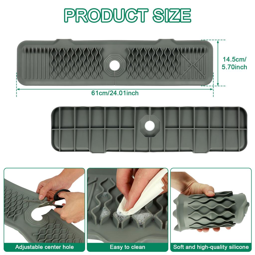 Kitchen Long Silicone Sink Faucet Mat Splash Guard Bathroom Absorbent Sink Splash Pad Countertop Protectors Mat Kitchen Gadgets
