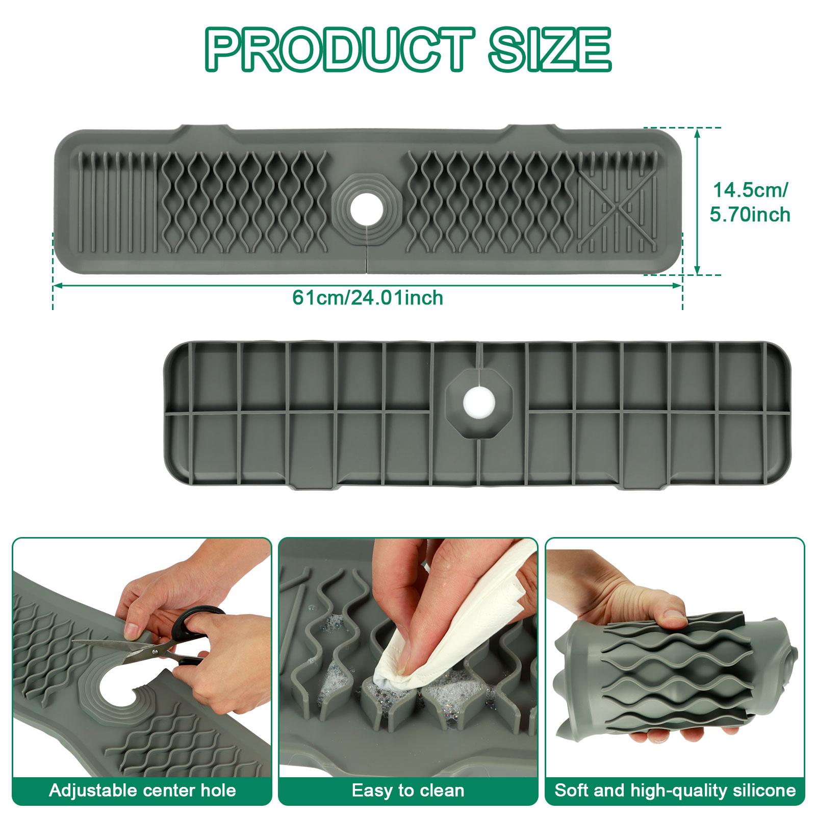 

Kitchen Sink Splash Guard Faucet Mat Splash Catcher Anti Slip Silicone Sink Faucet Mat Kitchen Drying Mats for Home Countertop M темно-серого