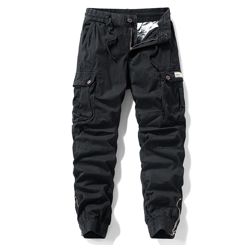 Men's Casual Pants for Spring and Autumn, American-Style Loose Cargo Pants with Multiple Pockets and Jogger Cuffs, Export Surplus with Tags Removed