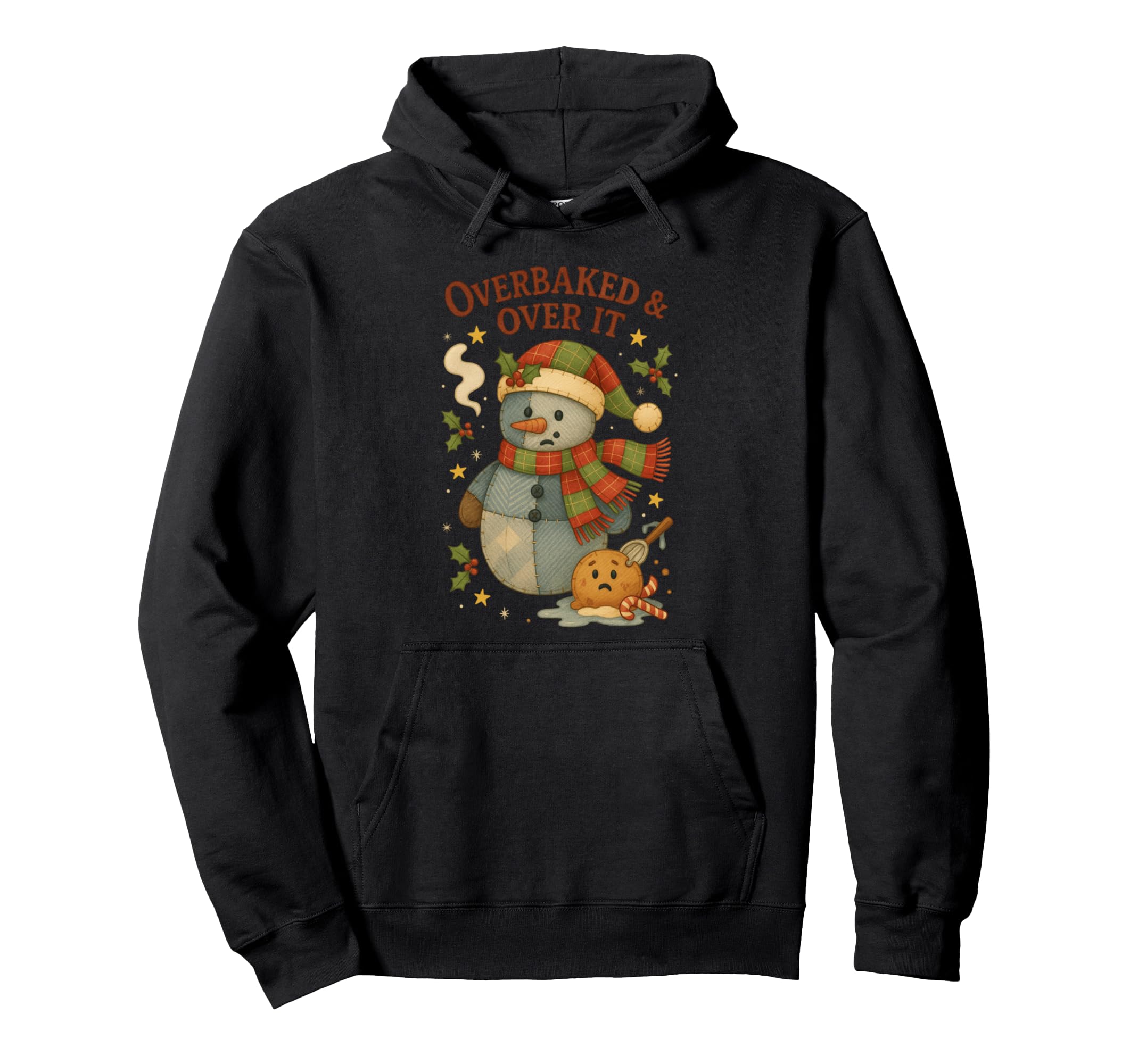 

Overbaked And Over It Funny Christmas Snowman Baking Hoodie чёрный