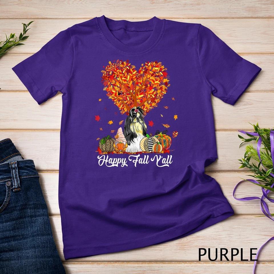 Happy Fall Y all Funny Shih Tzu Autumn Pumpkins Unisex T-shirt 11 M