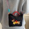 Bestickte Bucket Bag Handytasche Pendeln Einzelschulter Umhängetasche