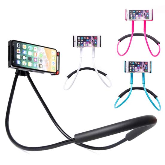 Universal 360 Degree Neckband Phone Holder Rotation Flexible Stand Strap Bracket