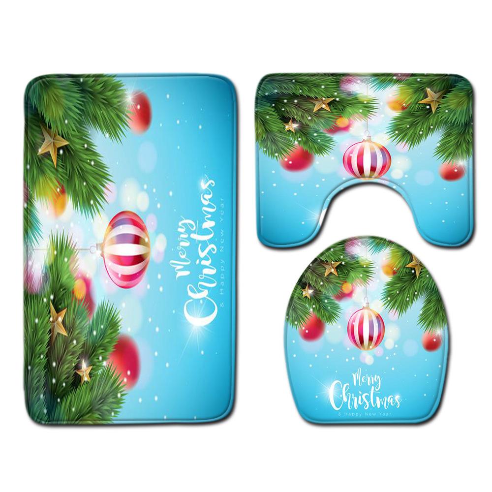 Christmas Bathroom Floor Mat Toilet Three-Piece Set