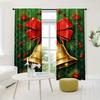 2pcs Christmas Bell Curtain Set - Rustic Wooden Look with Xmas Tree Santa Snow & Moon Designs - Perfect for Holiday Parties