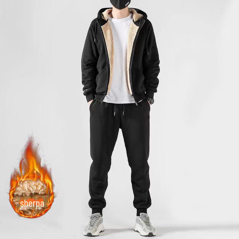 

Мужская толстовка из овечьей шерсти осень/зима с плюшем и утолщенной подкладкой - теплая и морозостойкая XL [57.5-65 kg]