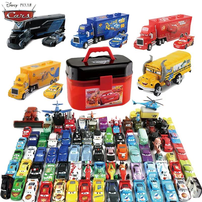 1:55 Pixar Cars Lightning Mcqueen Jackson Storm Mack Uncle Truck Diecast Model Car Toy Kids Birthday Gift Storage Box