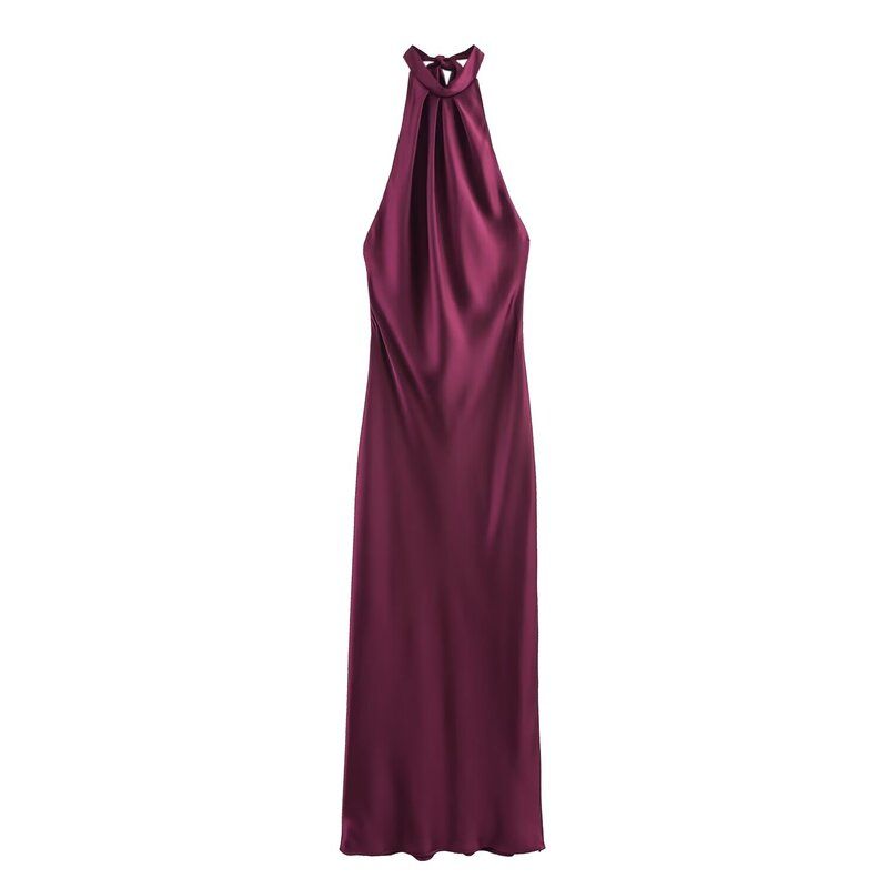 Fashion Style 2024 Summer Women's New Sleeveless Open Back Silk Satin Texture Loose Dress 3274548 700