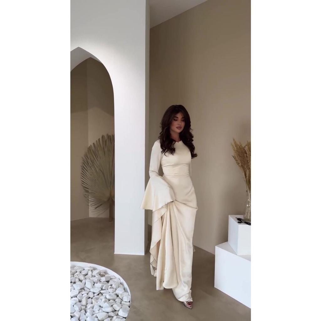 Fall Winter New Women's Flared Sleeves Flowy Skirt Evening Dress for Crossborder Evening Party
