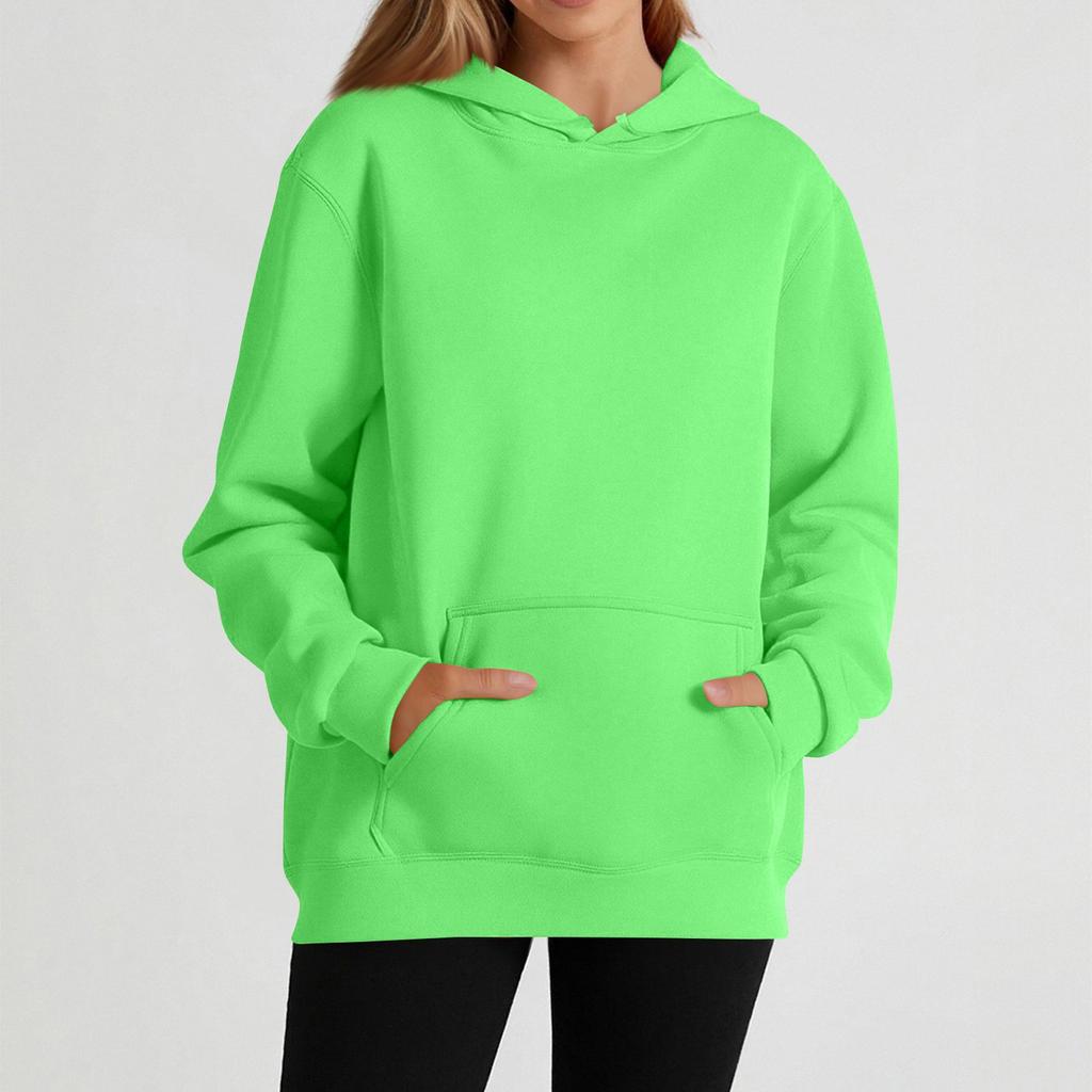 Women's casual long-sleeved solid color hooded sweatshirt