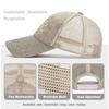 Casual Wide Brim Linen Mesh Baseball Cap Adjustable Breathable Sun Visor Hat Letter Embroidery Peaked Cap Summer