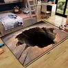 Realistische 3D-Visuelle Illusion Schwarzes Loch Riss Bodenmatte Rutschfest Maschine mit Höhle Wohnzimmer Balkone und Eingangsbereich Bodenmatten