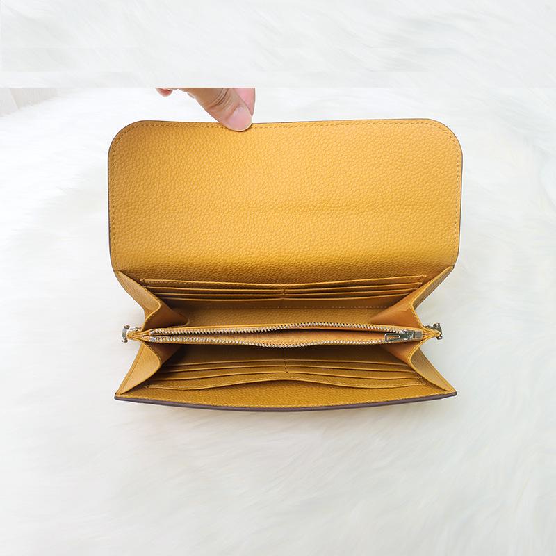 Pierwsza warstwa skóry bydlęcej długi damski portfel nowy świński nosek wielofunkcyjna torebka skórzany portfel