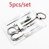 5pcs Stainless Steel Pedicure Scissors Tweezer Knife Ear Pick Utility Nail Care Set Nail Clipper Kit