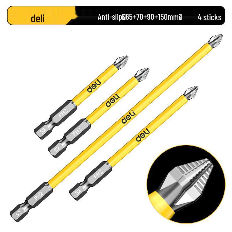 Deli Tungsten Steel Magnetic Anti-slip Phillips Drill Bit Set