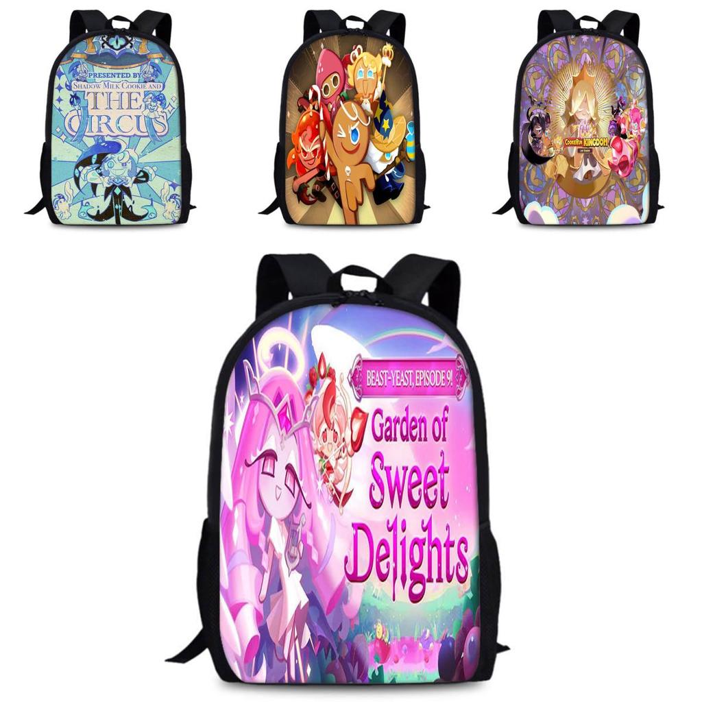 Cookierun Kingdom School Backpack Oxford Fabric Curved Straps For Kids Teens Unisex Education Essentials