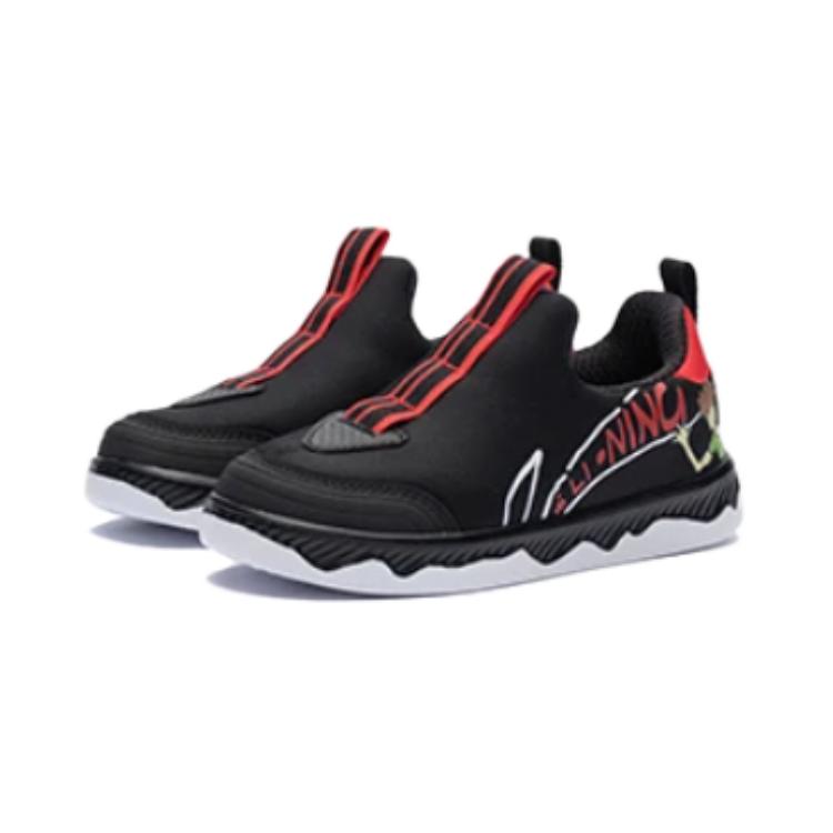 Li Ning Çocuk Spor Yumuşak Rahat Kaymaz Aşınmaya Dayanıklı Düşük Bilekli Spor Ayakkabı Çocuk Spor Ayakkabı Siyah YKNR148-1