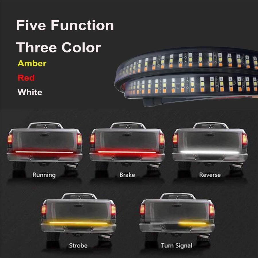 48" Triple Row 450 LED 3 Colors Tailgate Light Bar Flowing Turn Signal Brake/DRL
