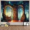 Magischer Wald Wandteppich Fantasy Bibliothek Wandbehang Magisches Bücherregal Wunderland Poster Schlafsaal Heimdekoration