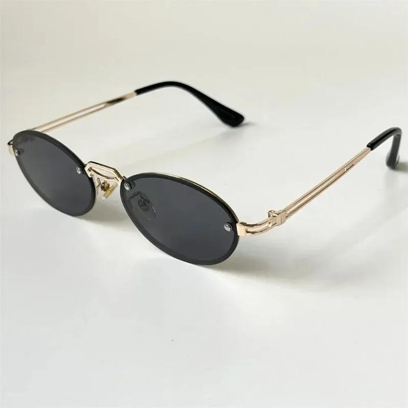Popular Fashion Sunglasses for Women Men Shades Oval Sun Glasses for Female Male Summer Traveling UV400 Rimless Sunglass Eyewear