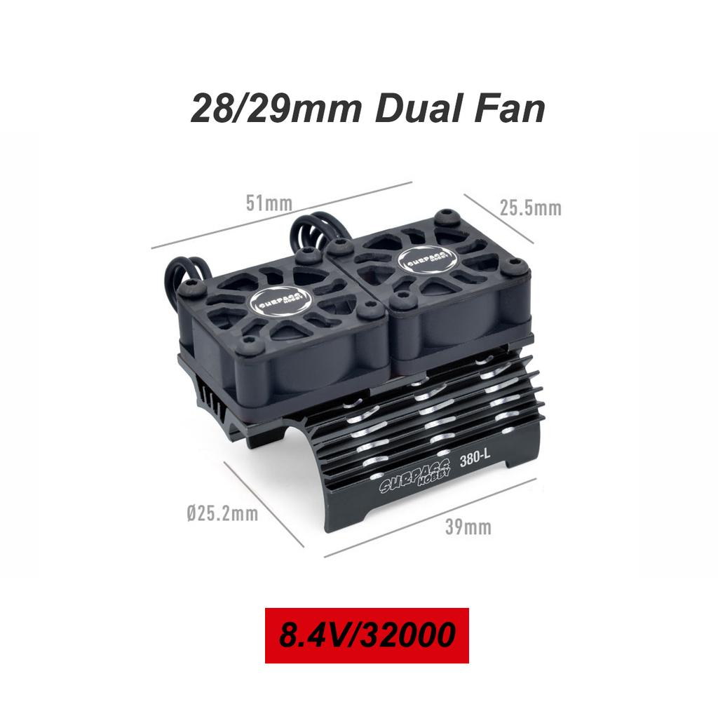 SURPASS HOBBY 28/29mm RC Motor Cooling Fan Metal Heat Sink Holder 8.4V 32000RPM for 1/8 1/10 1/12 RC Car Brushless Motor 380 390