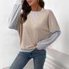2026 Women's Autumn Fake Two-Piece Color Block Hoodie: Casual Loose Fit, Round Neck