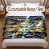 Lazio FC Printed Flannel Blanket Custom Name Text Soft Warm Throw For Bedroom Holiday Gift