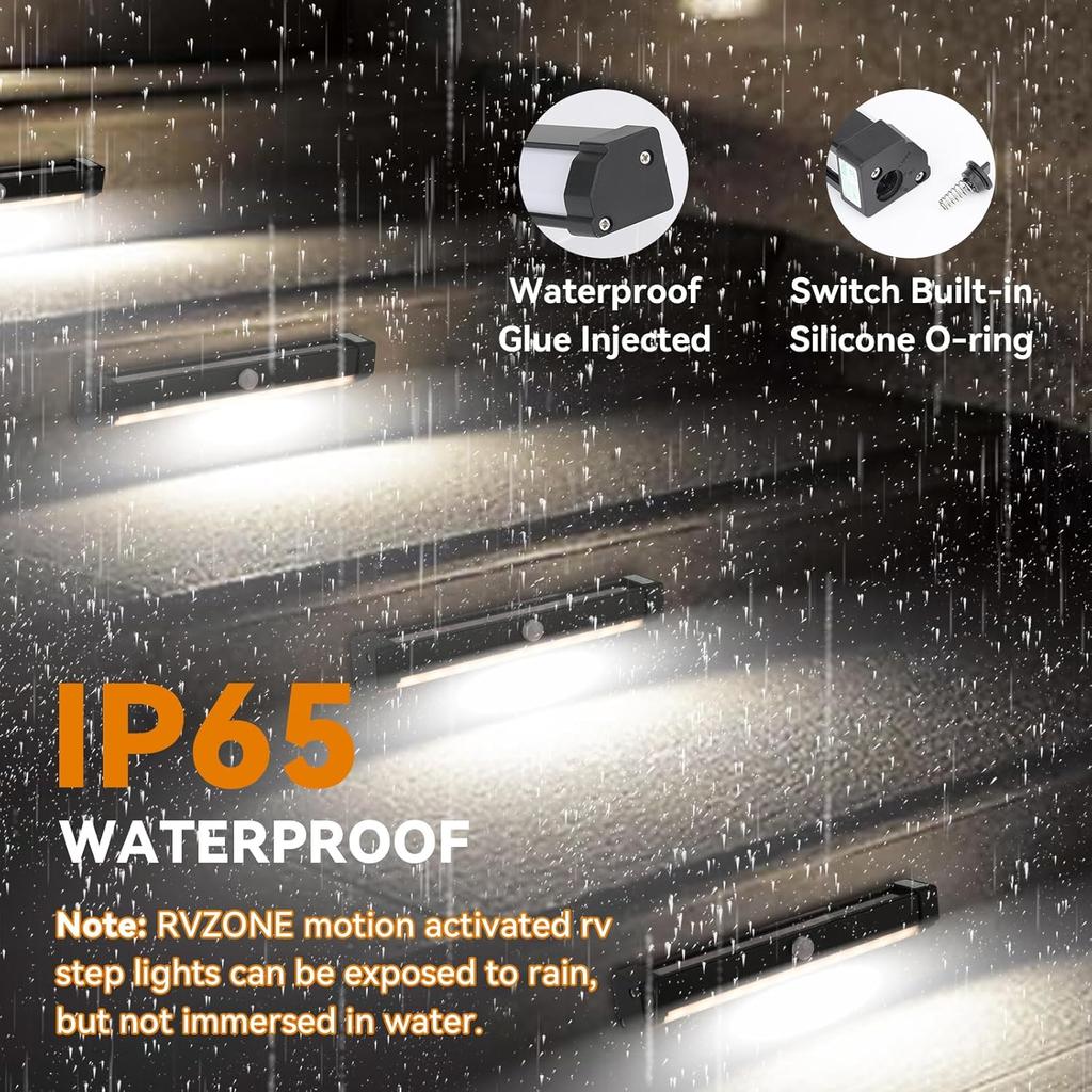 Motion Activated RV Step Lights, IP65 Waterproof Battery Operated Motorhome LED Light Strip Magnetic RV Night Light Bar For Motorhome, Trailers,