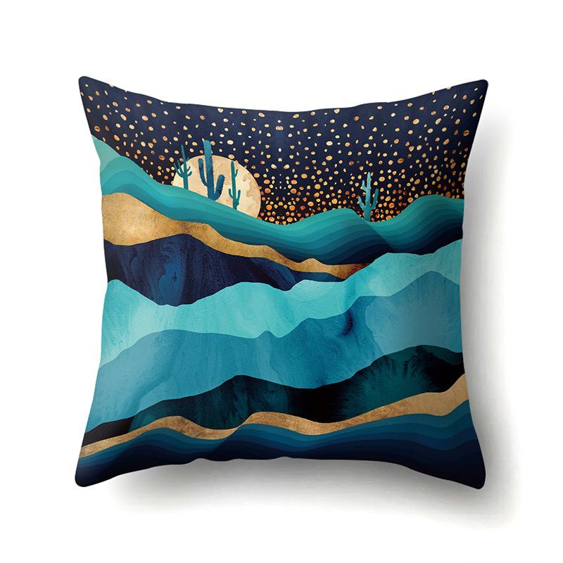 Polyester Pillow Cover Mountain Print Pillow Cover Waist Cushion Cover Car Cushion Head Cushion Cover Premium Durable