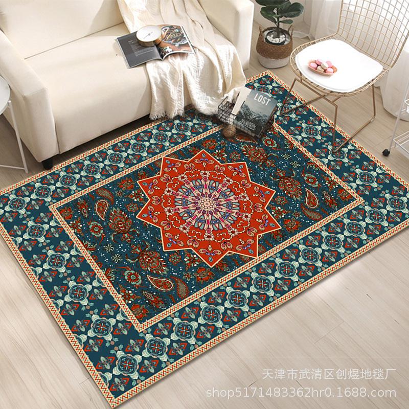 Retro Ethnic Style Carpet, Living Room Floor Mat Bosmia B & B Hotel Carpet Outdoor Tent Mat
