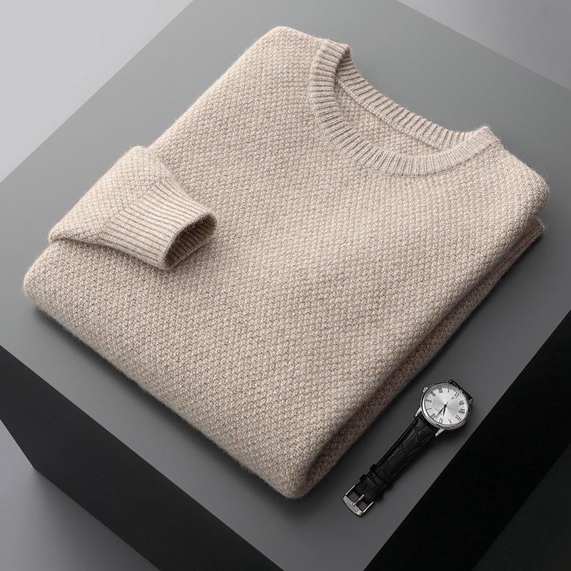 

New Men s Thickened Pure Cashmere Sweater - Round Neck Casual Business Knitted Pullover Base Layer for Autumn and Winter S