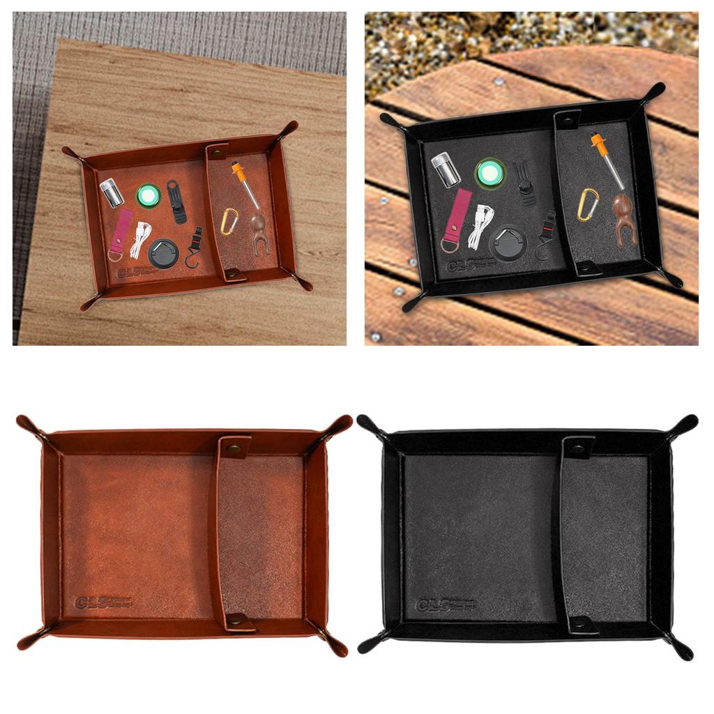 Genuine Leather Storage Tray, Chic Desk Accessory for Men and Women