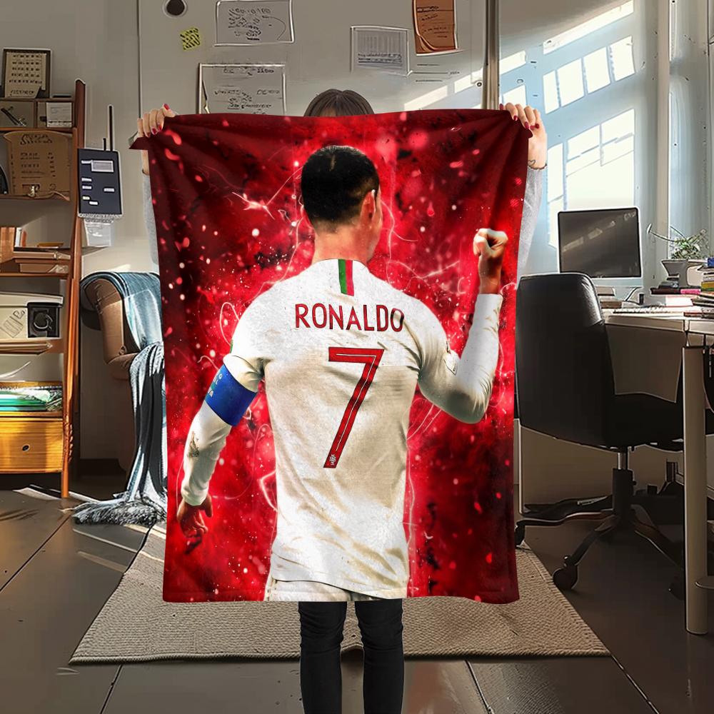 Calcio Ronaldo, coperta in flanella con motivo, alta qualità, confortevole per tutte le stagioni, decorazione per la casa, calore e comfort, perfetta per i regali.