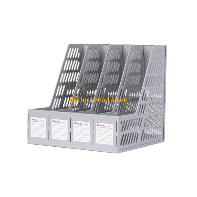 W89C Document Folder Magazine Large Capacity File Holder with 4 Compartment