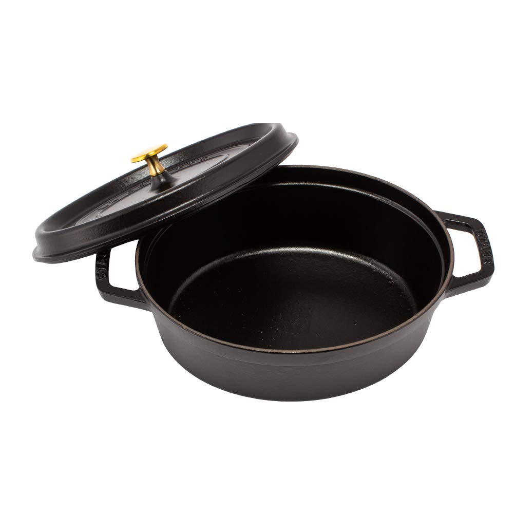 Staub Pico Cocotte Black a stylish enamel pot with Also a stylish and kitchen Oval, 27cm, (1102725), handles. available pot, pan, utensils.