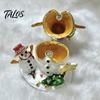 Small Jewelry Organizer for Earrings Christmas Theme Box with Magnetic Hinge, Alloy Enamel Vintage Detailed Relief Craftsmanship Style Organizer,