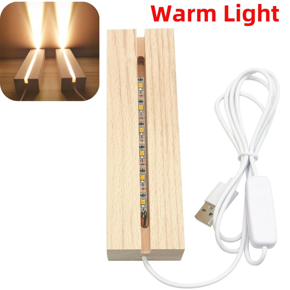 1-10pcs LED Wood Light Display Crystal Wooden Lighted Base Stand Acrylic Light Plate Base USB Wooden Base for Resin Art Lights