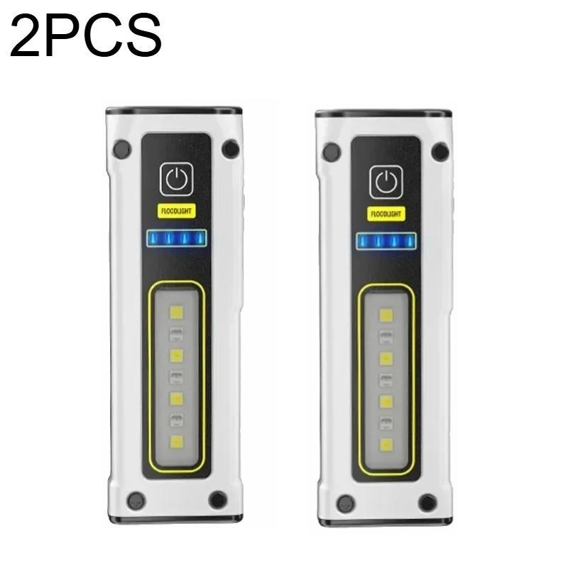 LED-Taschenlampe mit doppelter Lichtquelle, USB-wiederaufladbares Arbeitslicht mit eingebautem Akku, tragbare, zoomfähige Taschenlampe für Haushalt, Notfälle, Camping, Autoreparatur