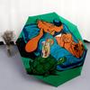Bole and Bill  Pattern, Automatic Folding Umbrella, Portable and Foldable Design, 8 Ribs, a Christmas or Birthday Gift.