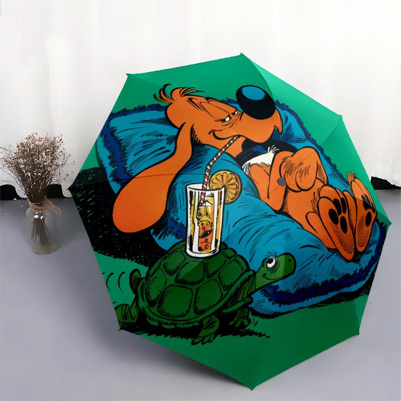 Bole and Bill Pattern, Automatic Folding Umbrella, Portable and Foldable Design, 8 Ribs, a Christmas or Birthday Gift.