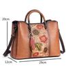 Johnature Borsa versatile in vera pelle da donna, vintage, fatta a mano, in pelle di mucca naturale goffrata, borse a tracolla