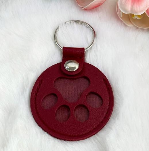 Leather Pet Hair Photo Commemorative Keychain One Size