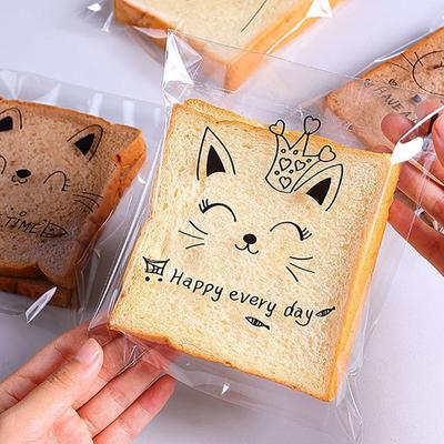 100 PCS Sachets Transparents Auto-adhésifs pour Bonbons et Cadeaux Mignon Lapin Chat Ours Animal Pain Toast Biscuits Pâtisserie Emballage Sac Fournitures