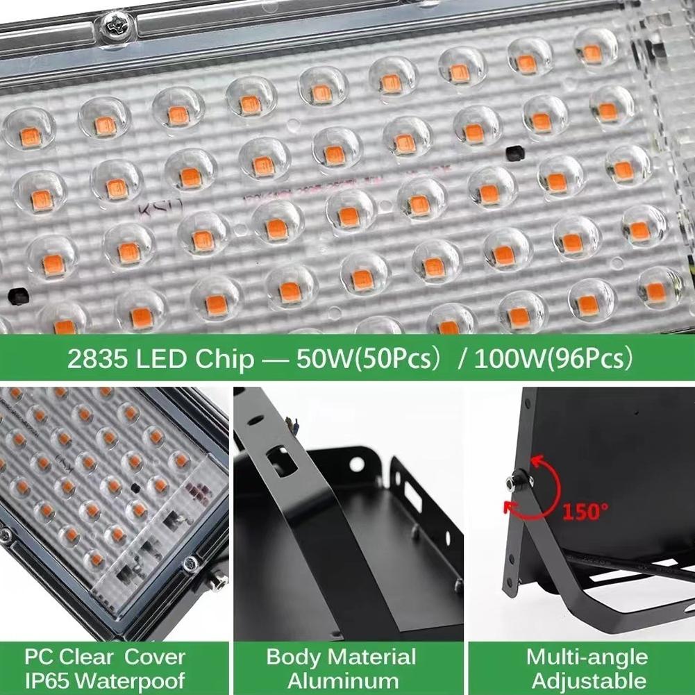 LED Plant Grow Light 50W 100W Full Spectrum Phyto Lamp For Veg And Flower Indoor Hydroponics System Heat Dissipation Grow Lamp
