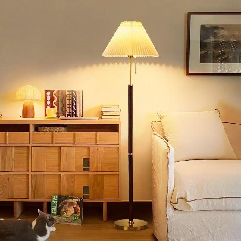 Retro Pleated Floor Lamp for Living Room or Bedroom - Eye-Protective, Luxury, and Simple Design
