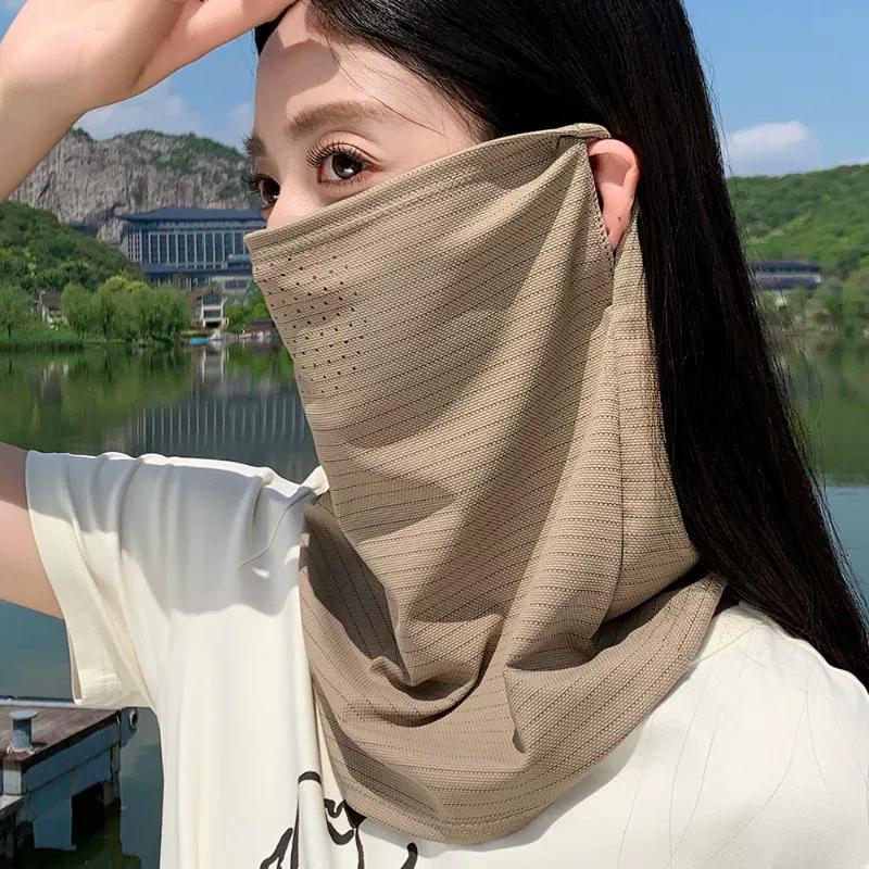 Sun Protection Mask, Ice Silk Scarf, Versatile Neck Gaiter, Summer Neck Protector, Outdoor Cycling Motorcycle Face Scarf for Men and Women
