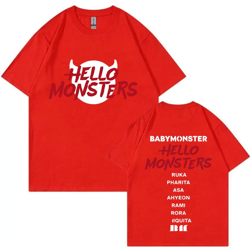 

Футболки Babymonster Hello Monsters World Tour Футболка с двусторонним принтом Мужская Женская Корейская Мода Оверсайз Уличная Одежда Футболка M