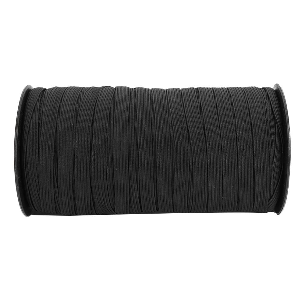 Bande Élastique 8mm 100 Yards Accessoire de Couture Élastique Tricoté Plat Artisanat pour Vêtements DIY (Noir) noir