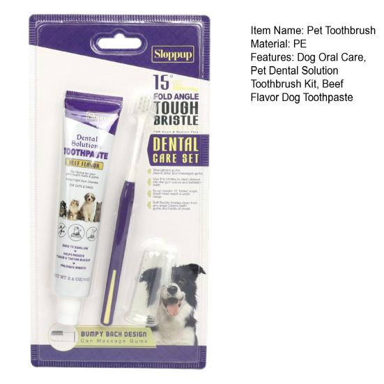 Yousheng Dog Toothbrush Kit Portable Teeth Care Ergonomic Design Oral Cleaning Soft Bristles Pet Dental Solution Toothpaste Kit Daily Use
